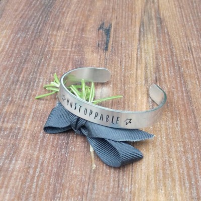Unstoppable Cuff Bracelet, Free Spirit Gifts, Hand Stamped Cuff, Inspirational Gifts, Motivational Gifts, Hand Stamped Jewellery,