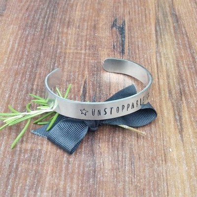 Unstoppable Cuff Bracelet, Free Spirit Gifts, Hand Stamped Cuff, Inspirational Gifts, Motivational Gifts, Hand Stamped Jewellery,