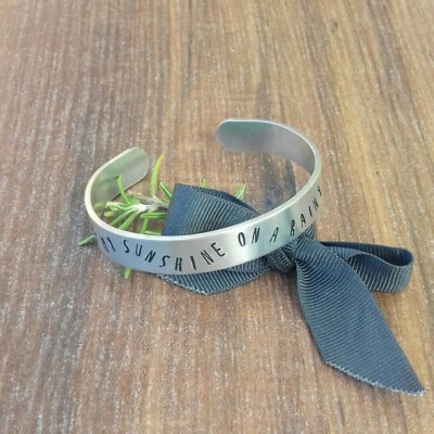 You Are My Sunshine Quote Gift, Gifts For Best Friend Gift, Thank You Gift, Hand Stamped Cuff Bracelet,