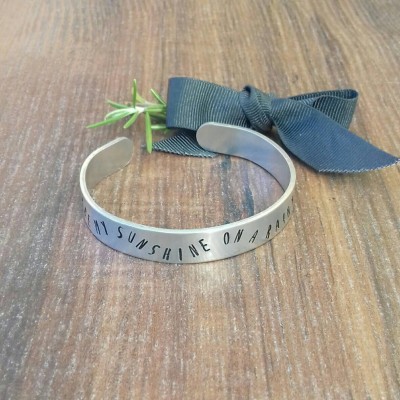 You Are My Sunshine Quote Gift, Gifts For Best Friend Gift, Thank You Gift, Hand Stamped Cuff Bracelet,