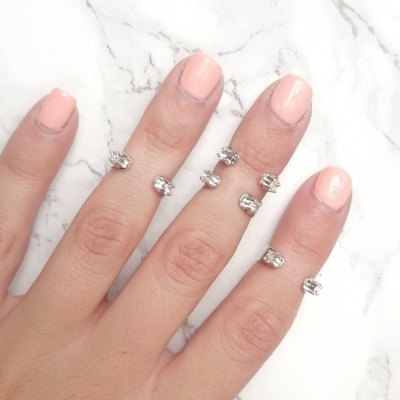 Crystal Cuff Midi Ring Set Of Four - Midi Rings - Stacking Rings - Above The Knuckle - Adjustable - RS05-S