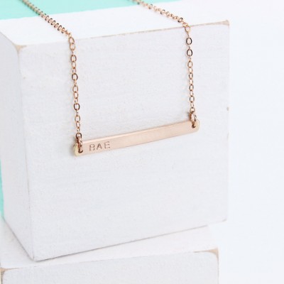 Skinny 18k Rose Gold Fill Bar Necklace - Personalised Necklace - Bar Necklace - Minimalist - Personalised Gift - Name Necklace - Rose Gold