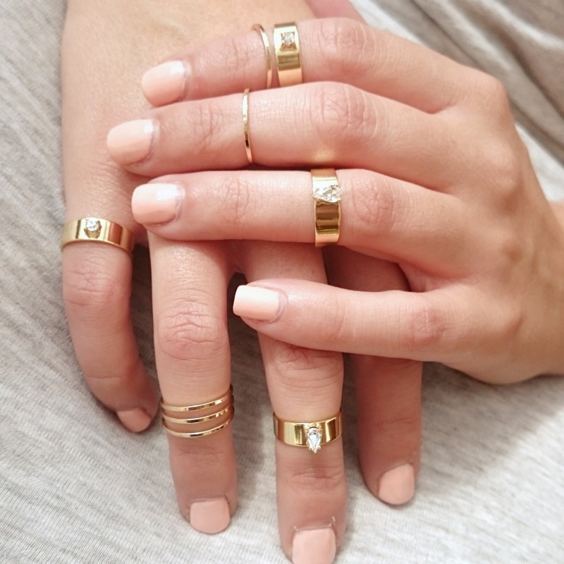 Gold Crystal Midi Ring Set Midi Rings Stacking Rings Above The