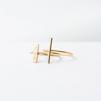 Skinny Vertical Bar Ring - stacking ring - skinny ring - minimal ring - dainty gold ring - simple gold fill ring - geometric ring