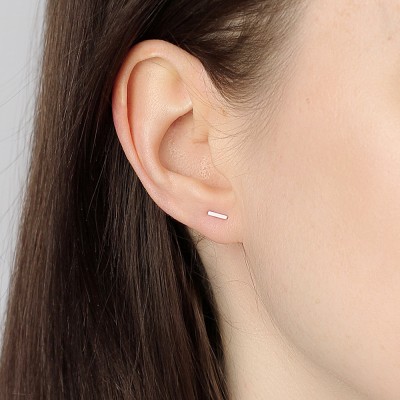 Sterling silver bar earrings - silver bar post earrings - tiny bar earrings - square bar earrings - minimal earrings