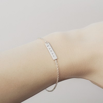 Sterling silver name bar bracelet - personalised nameplate bracelet - initial bar bracelet - customised name jewellery - bridesmaid gift