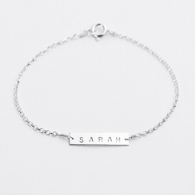 Sterling silver name bar bracelet - personalised nameplate bracelet - initial bar bracelet - customised name jewellery - bridesmaid gift