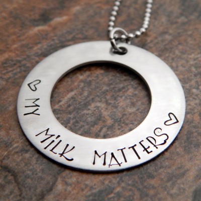 Breastfeeding Milestone Necklace - Breastfeeding Tracker Necklace - My Milk Matters - Hand Stamped Necklace - Christmas Gift