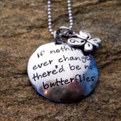 Butterfly Necklace - Personalized Quote Necklace - Butterfly Charm - Gift for Her - Christmas Gift - Birthday Gift - Graduation Gift