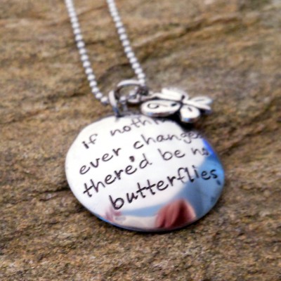 Butterfly Necklace - Personalized Quote Necklace - Butterfly Charm - Gift for Her - Christmas Gift - Birthday Gift - Graduation Gift
