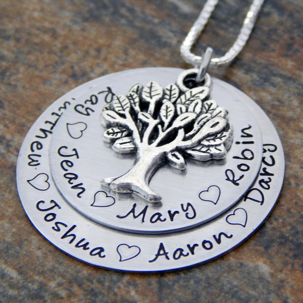 Family Tree Necklace - Personalized Mother's Necklace - Mom Necklace with Kids Names - Kids Name Necklace - Layered Pendant with Tree Charm