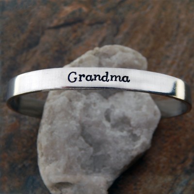Grandma Cuff Bracelet - Christmas Gift for Grandma - Hand Stamped Bracelet - Custom Gift for Her - Birthday Gift for Mom