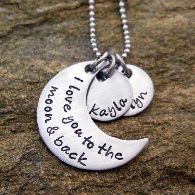 I love you to the moon and back - Name Necklace - Personalized Jewelry - Birthday Gift for Her - Christmas Gift for Mom