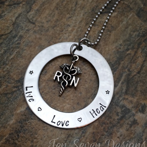 Live Love Heal - RN Necklace - Nurse Necklace - Necklace for RN - Necklace for Nurse - Medical Symbol Charm Necklace - Graduation Gift