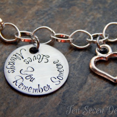 Personalized Charm Bracelet with Custom Disc and Charm - Custom Bracelet - Hand Stamped Bracelet - Gift for Her