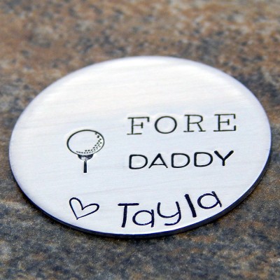Personalized Golf Ball Marker - Christmas Gift for Dad - Father Gift from Child - Daddy Gift from Kid to Dad - Child's Name Golf Marker