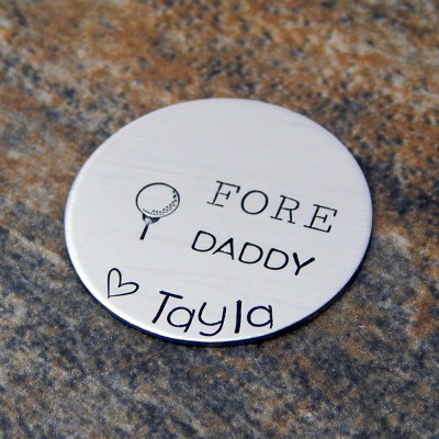 Personalized Golf Ball Marker - Christmas Gift for Dad - Father Gift from Child - Daddy Gift from Kid to Dad - Child's Name Golf Marker