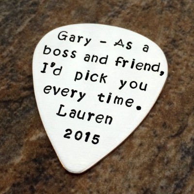 Personalized Guitar Pick - Sterling Silver - Custom Message - Hand Stamped - Christmas Gift - Anniversary Gift - Graduation Gift - Keepsake