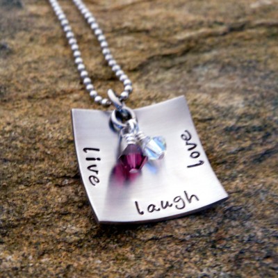 Personalized Jewelry - Hand Stamped Necklace - Christmas Gift for Mom - Birthstone Jewelry - Birthday Gift for Her - Graduation Gift