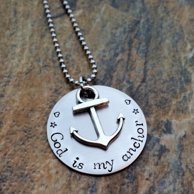 Personalized Necklace - Anchor Charm - Christmas Gift for Her - Religious Gift - Baptism Gift - Gift for God Daughter - Communion Gift