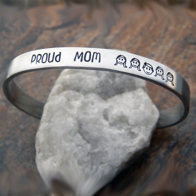 Personalized Proud Mom Cuff Bracelet - Christmas Gift for Mom - Hand Stamped Bracelet - Custom Gift for Her - Mom Gift - Proud Mother