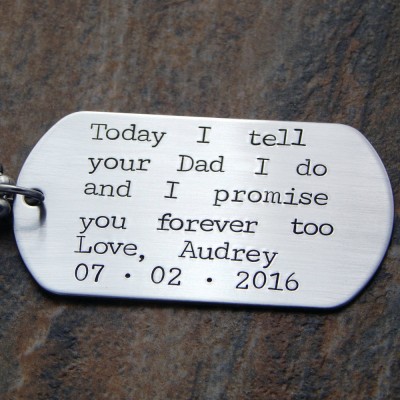 Personalized Step Son Wedding Gift - Groom's Son - Wedding Day Gift for Bride's Son - Promise him forever too Necklace or Keychain