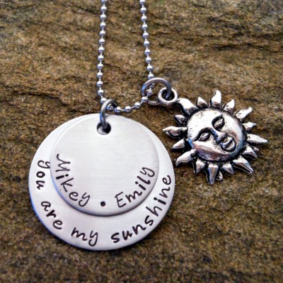 Personalized You Are My Sunshine Necklace with Children's Names - Name Necklace - Birthday  Gift for Mom - Christmas Gift - Mommy Jewelry