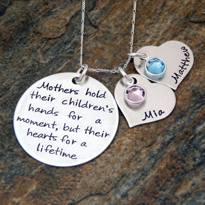 Quote Necklace - Personalized Jewelry - Name Necklace - Birthstone Jewelry - Sterling Silver - Mommy Jewelry - Christmas Gift for Mom
