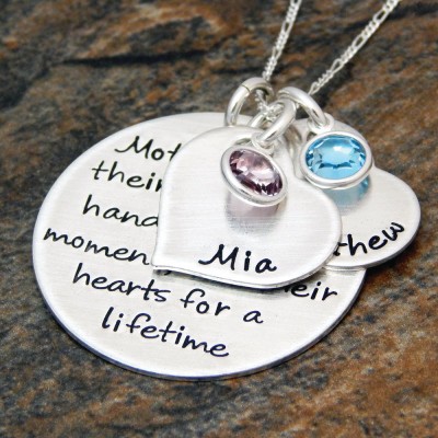 Quote Necklace - Personalized Jewelry - Name Necklace - Birthstone Jewelry - Sterling Silver - Mommy Jewelry - Christmas Gift for Mom