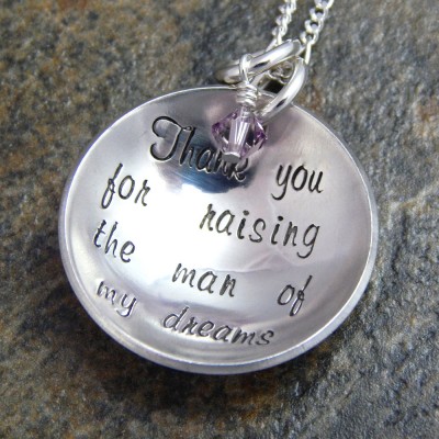 Thank you for raising the man of my dreams, Sterling Silver Mother In Law Necklace, Groom's Mother, Mother of the Groom, Wedding Day Gift