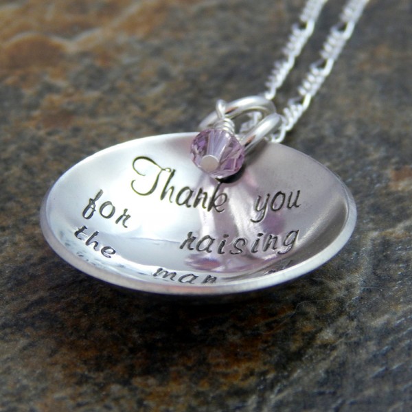 Thank you for raising the man of my dreams, Sterling Silver Mother In Law Necklace, Groom's Mother, Mother of the Groom, Wedding Day Gift