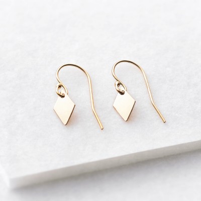 Tiny diamond drop earrings - diamond charm earrings - tiny gold earrings - minimal earrings - simple silver earrings - gift for sister