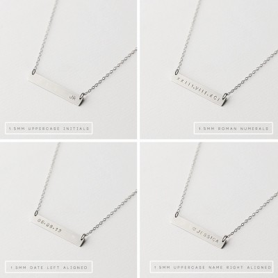 Wish - sterling silver horizontal bar necklace - minimal silver bar necklace - everyday silver necklace - bridesmaid favour