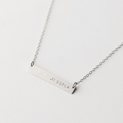 Wish - sterling silver horizontal bar necklace - minimal silver bar necklace - everyday silver necklace - bridesmaid favour