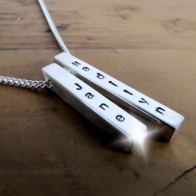 Family Names Necklace, Personalised Silver Two Bar Necklace with Names, Silver Necklace with Children's Names, Gift for Mum, Gift for Mom