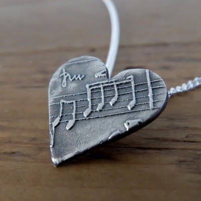 Music Note Heart Necklace. Necklace for Musician, Gift for Music Lover, Music Gift, Music Charm, Silver Heart with Sheet Music,Romantic Gift