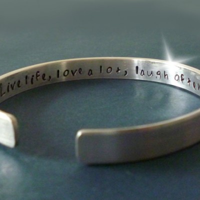 Personalised Bangle with Message, Personalised Bangle with Names, Mothers Day Gift, Song Lyrics Bangle, Childrens Names Bangle, Silver