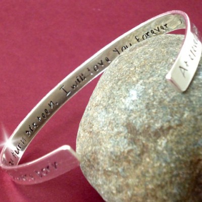 Personalised Silver Bangle, Personalised Bangle with Names, Bracelet with Message, Childrens Names Bangle, Engraved Both Sides, Silver Cuff