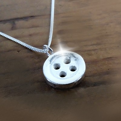 Silver Button Necklace with Quote, Mothers Day Gift, Little Button Necklace, Personalised Quote Gift, Gift for Mom, Mums are Like Buttons
