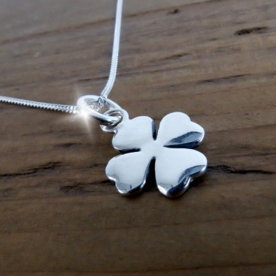 Silver Clover Necklace with Quote, Four Leaf Clover Necklace, Gift for Luck, Friend Keepsake, Friendship Gift, Friendship Keepsake