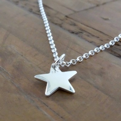 Silver Star Necklace, Little Star Necklace, Sterling Silver Star Layering Necklace on 22 inch Belcher Chain