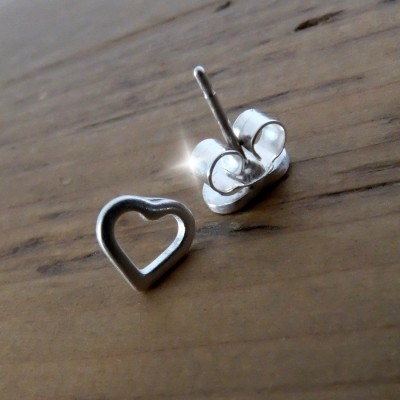 Silver heart Stud Earrings with Quote, Tiny heart Earrings, Personalised Quote Gift, Stocking Filler for Sister, Sister to Sister Gift