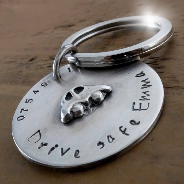 Sterling Silver Personalised Silver Keyring, Silver Personalised Key Chain, Personalised Silver Key Fob, ICE Keyring, Keyring with Message