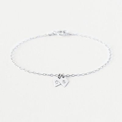 Zoe - silver initial bracelet - personalised silver bracelet - diamond charm bracelet - tiny letter bracelet - gift for sister