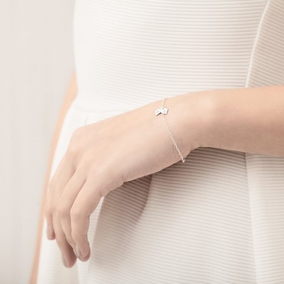Zoe - silver initial bracelet - personalised silver bracelet - diamond charm bracelet - tiny letter bracelet - gift for sister