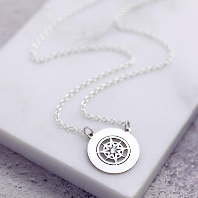 Compass Necklace | Custom Name Necklace | Adventure Awaits | Compass Pendant | Going Away Gift | World Traveller | Wanderlust Necklace |