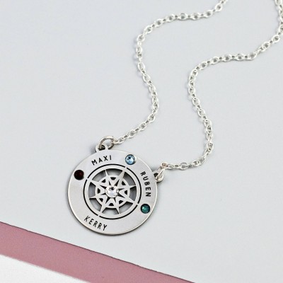 Custom Name Necklace | Compass Pendant | Family Necklace | Compass Necklace | Adventure Awaits | Going Away Gift | Oh the places |