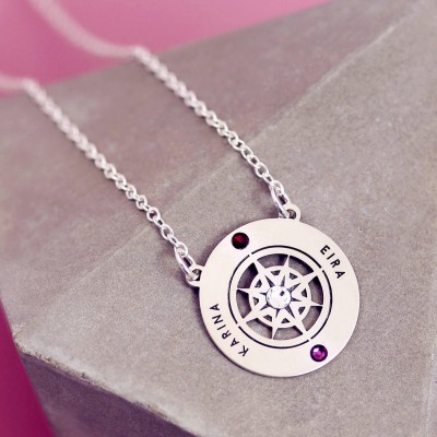 Family Necklace | Compass Necklace | Bestfriend Necklace | Custom Name Necklace | Two Sisters Necklace | Daughter Necklace |Compass Pendant