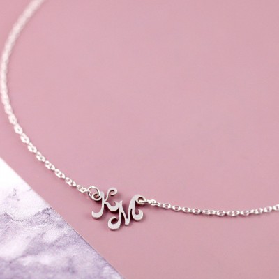 Two Letter Necklace | Two Tiny Initials | Eternity Necklace | Initial Necklace | Name Initial Jewelry | Infinity Necklace | Letter Necklace