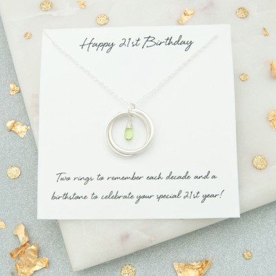 21st Birthday Gift For Her, 21st Birthday Birthstone Necklace, 21st Birthday Jewelry, 21st Birthday Gift For Daughter, 21st Keepsake Gift